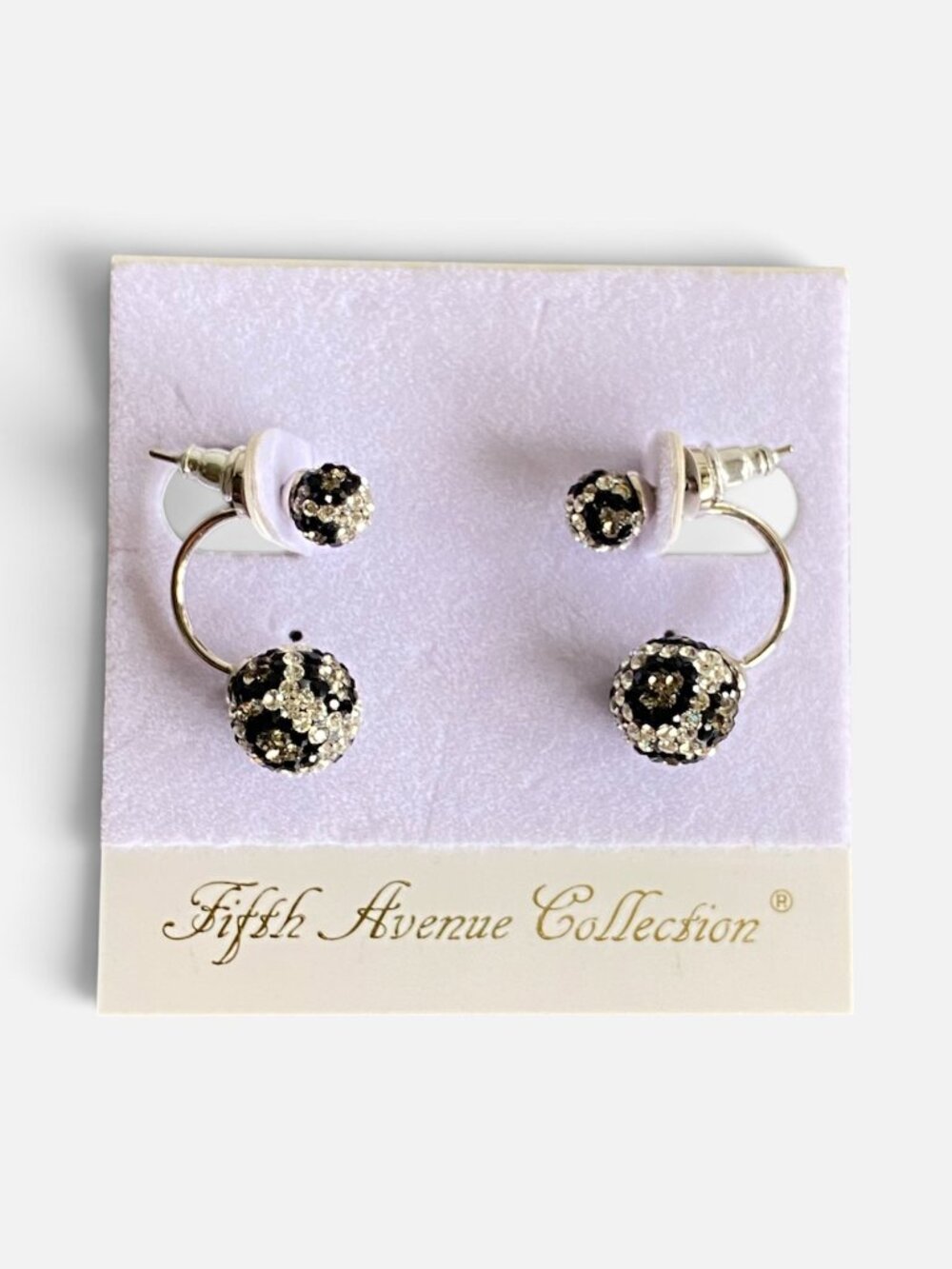 Fifth Avenue FAC Leopard Crystal Front Back Earrings NWT